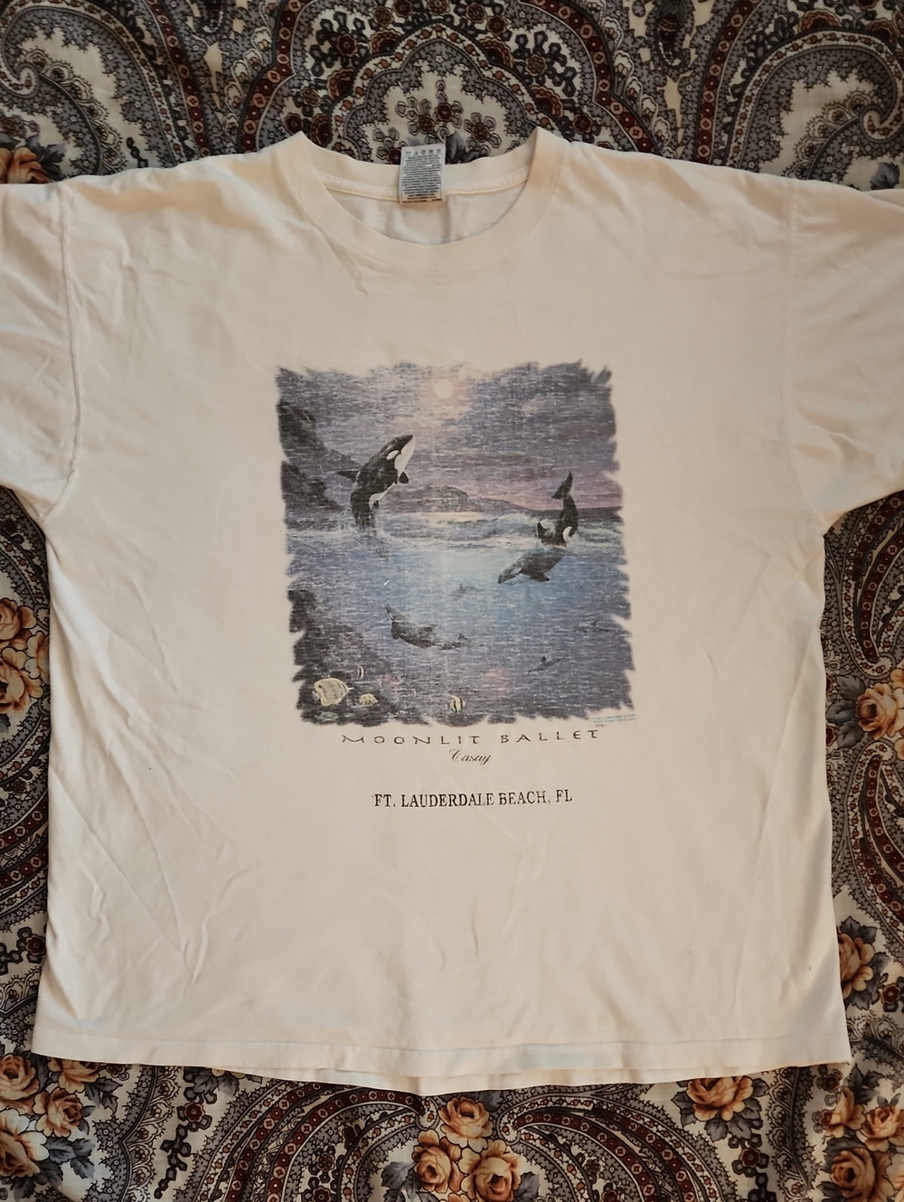 Vintage 'Moonlit Ballet' Orca Ft. Lauderdale Beach Graphic Tee – Size XL